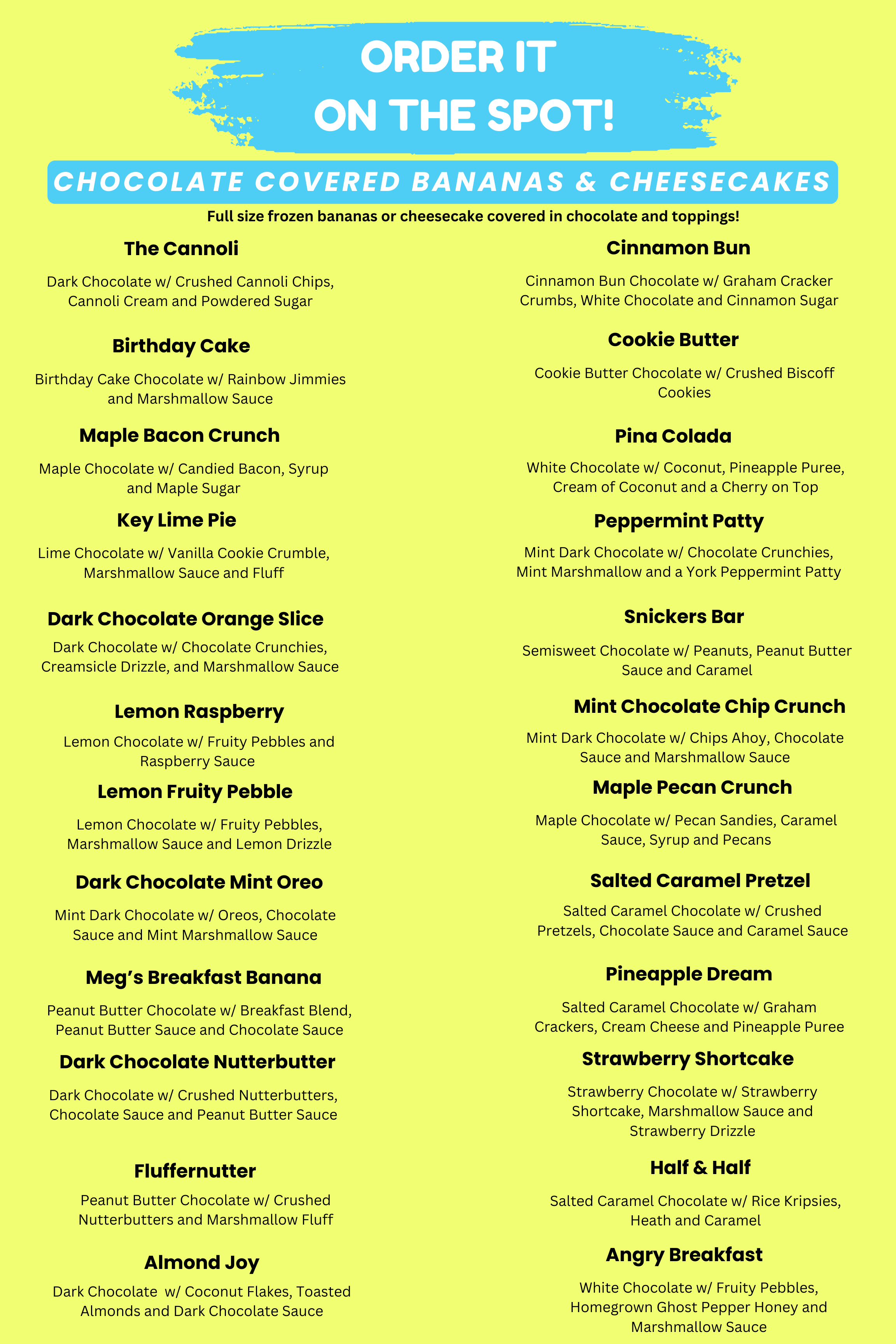 Menu | The Original Banana Company